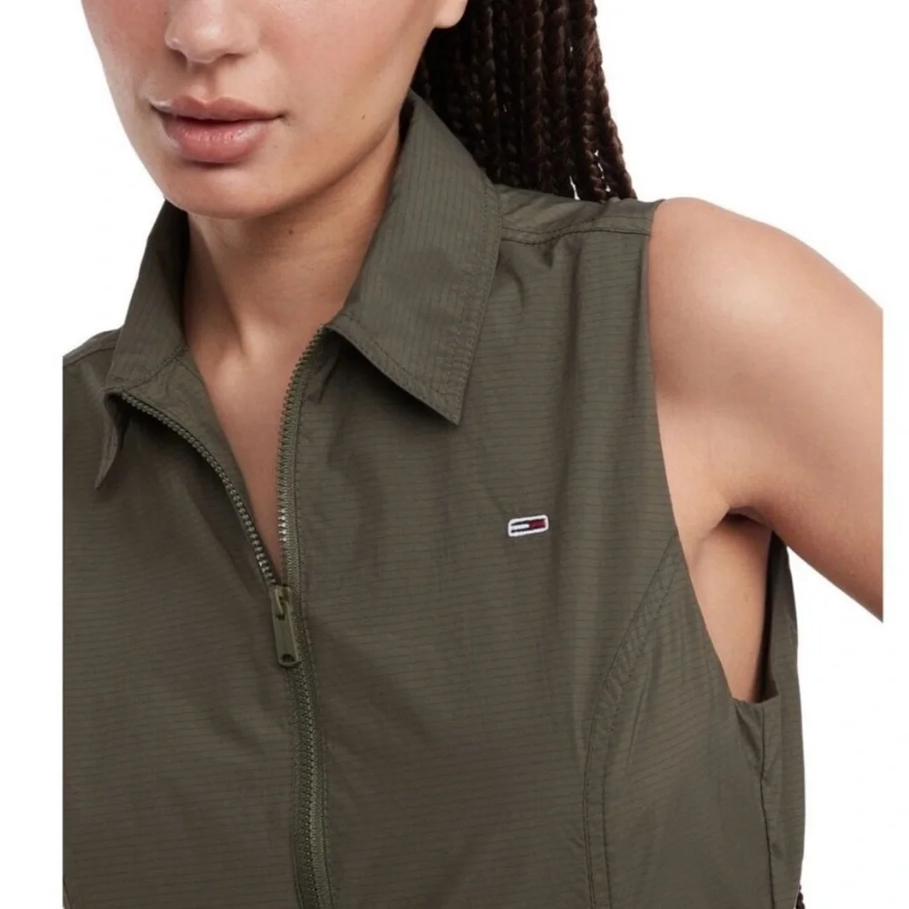 Tommy Hilfiger Olive Green Zip-Up Mini Dress - Picture 3 of 3